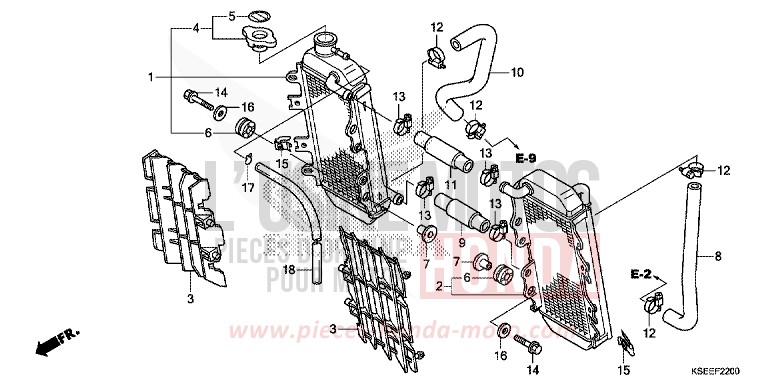 RADIATEUR de CRF150R "Grandes Roues" EXTREME RED (R292) 2013